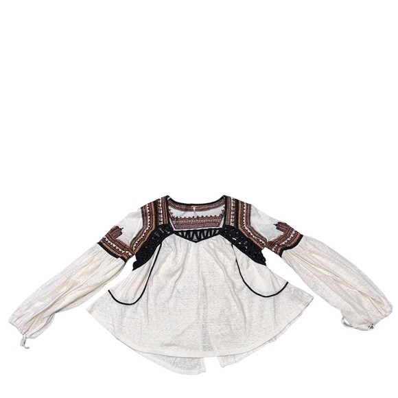 Free People Snow Kisses Cream Embroidered Top - Picture 5 of 12